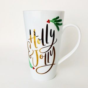 Holly Jolly Gold Lettered Christmas Mug
